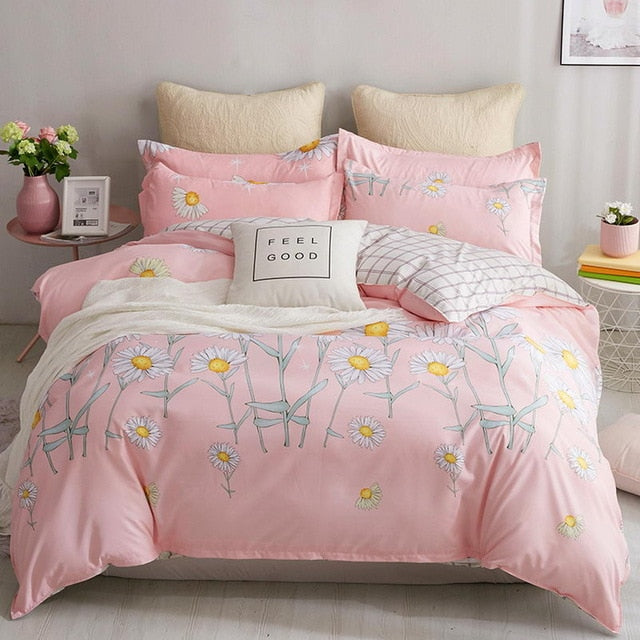 3/4 pcs Luxury Comforter Bedding Sets Geometric Pattern Bed Linen Cotton/Polyester Duvet Cover Bed Sheet Pillowcases Cover Set