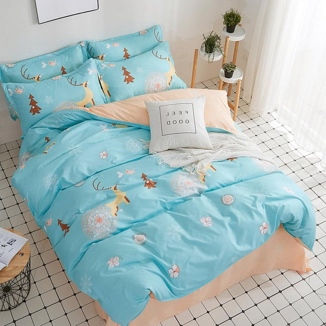 3/4 pcs Luxury Comforter Bedding Sets Geometric Pattern Bed Linen Cotton/Polyester Duvet Cover Bed Sheet Pillowcases Cover Set