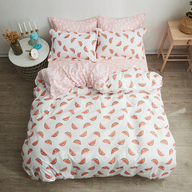 Solstice Cotton Pastoral Flower Cartoon Style Fashion Bedding Bed Linen Bed Sheet Duvet Cover Pillowcase 4pcs Bedding Sets/Queen