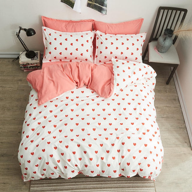 Solstice Cotton Pastoral Flower Cartoon Style Fashion Bedding Bed Linen Bed Sheet Duvet Cover Pillowcase 4pcs Bedding Sets/Queen