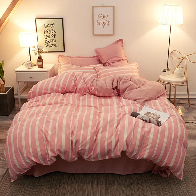 Solstice Cotton Pastoral Flower Cartoon Style Fashion Bedding Bed Linen Bed Sheet Duvet Cover Pillowcase 4pcs Bedding Sets/Queen