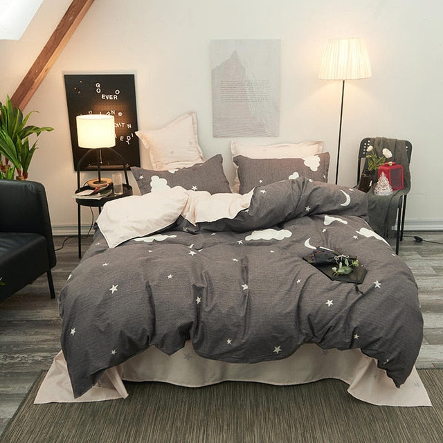 Solstice Cotton Pastoral Flower Cartoon Style Fashion Bedding Bed Linen Bed Sheet Duvet Cover Pillowcase 4pcs Bedding Sets/Queen