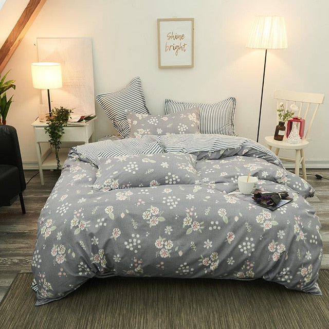 Solstice Cotton Pastoral Flower Cartoon Style Fashion Bedding Bed Linen Bed Sheet Duvet Cover Pillowcase 4pcs Bedding Sets/Queen