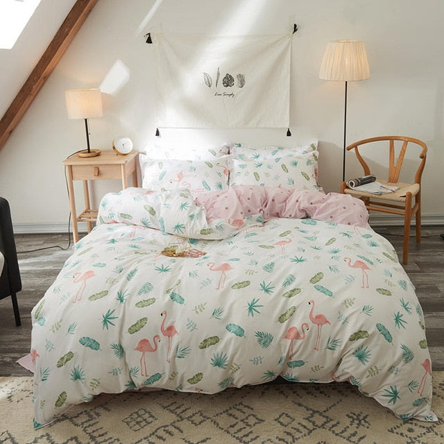 Solstice Cotton Pastoral Flower Cartoon Style Fashion Bedding Bed Linen Bed Sheet Duvet Cover Pillowcase 4pcs Bedding Sets/Queen