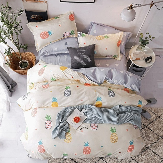 Solstice Cotton Pastoral Flower Cartoon Style Fashion Bedding Bed Linen Bed Sheet Duvet Cover Pillowcase 4pcs Bedding Sets/Queen