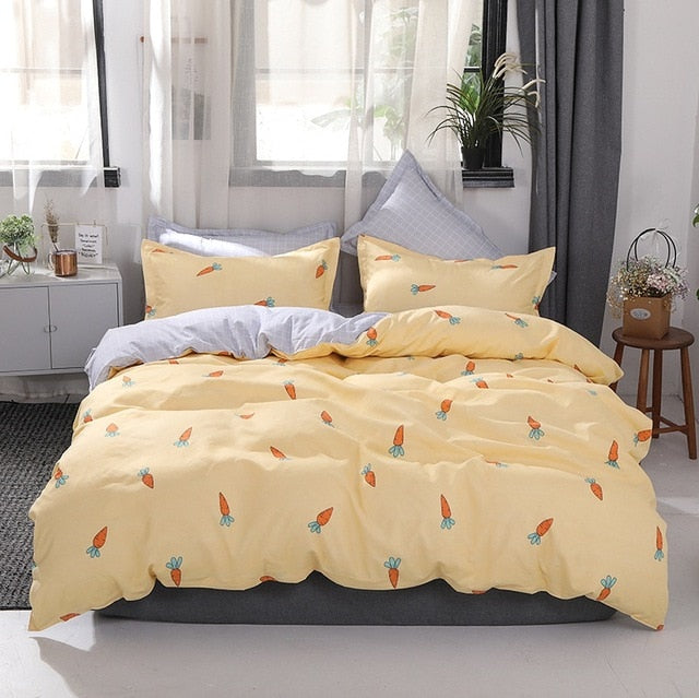 Solstice Cotton Pastoral Flower Cartoon Style Fashion Bedding Bed Linen Bed Sheet Duvet Cover Pillowcase 4pcs Bedding Sets/Queen
