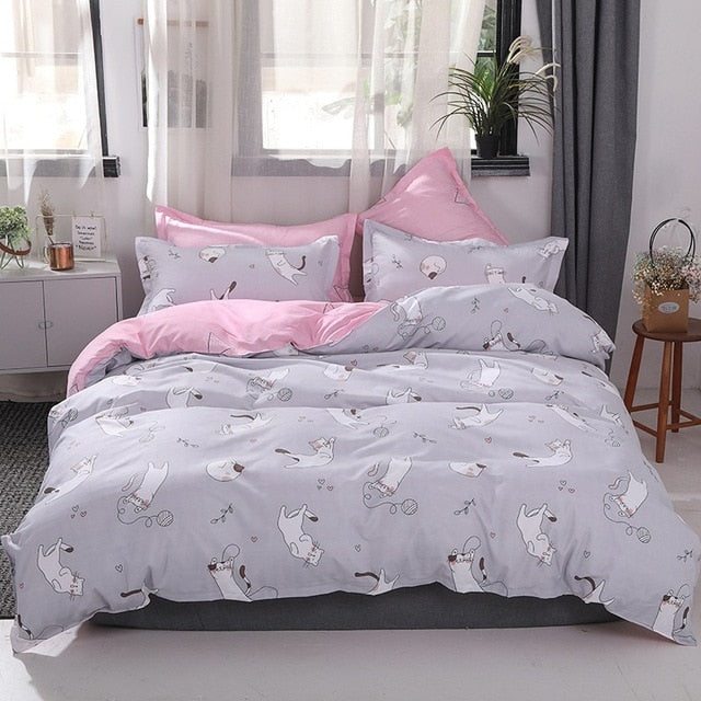 Solstice Cotton Pastoral Flower Cartoon Style Fashion Bedding Bed Linen Bed Sheet Duvet Cover Pillowcase 4pcs Bedding Sets/Queen