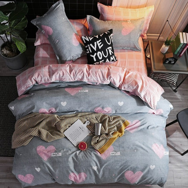 Solstice Cotton Pastoral Flower Cartoon Style Fashion Bedding Bed Linen Bed Sheet Duvet Cover Pillowcase 4pcs Bedding Sets/Queen