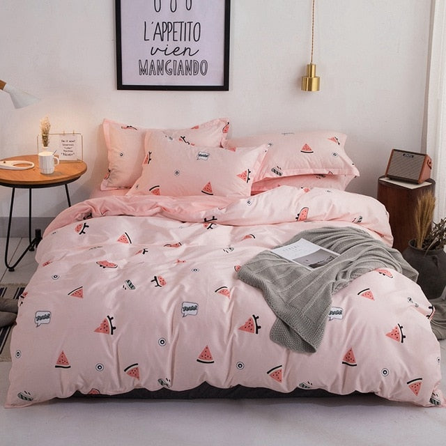 Solstice Cotton Pastoral Flower Cartoon Style Fashion Bedding Bed Linen Bed Sheet Duvet Cover Pillowcase 4pcs Bedding Sets/Queen