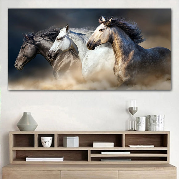 GOODECOR The Running Horse Canvas Art Animal Wall Art Poster Pictures For Living Room Home Decor Wall Canvas Print Painting