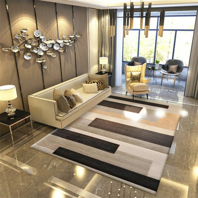 Fashion modern metal golden carpet black geometric bedroom door rug livingroom carpet parlor tapete fashion decorative mat