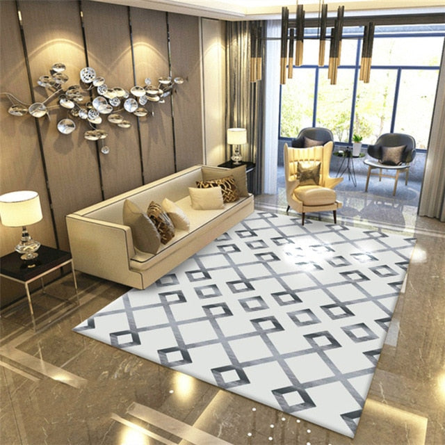 Fashion modern metal golden carpet black geometric bedroom door rug livingroom carpet parlor tapete fashion decorative mat