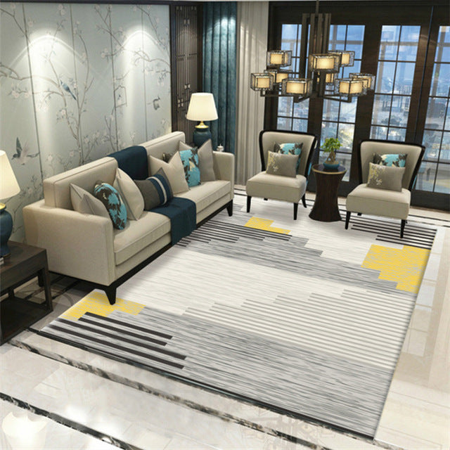 Fashion modern metal golden carpet black geometric bedroom door rug livingroom carpet parlor tapete fashion decorative mat