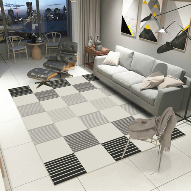 Fashion modern metal golden carpet black geometric bedroom door rug livingroom carpet parlor tapete fashion decorative mat