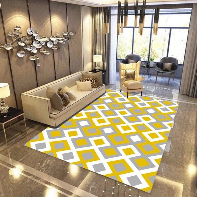 Fashion modern metal golden carpet black geometric bedroom door rug livingroom carpet parlor tapete fashion decorative mat