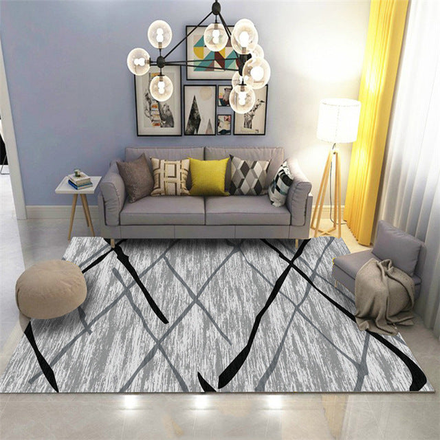 Fashion modern metal golden carpet black geometric bedroom door rug livingroom carpet parlor tapete fashion decorative mat