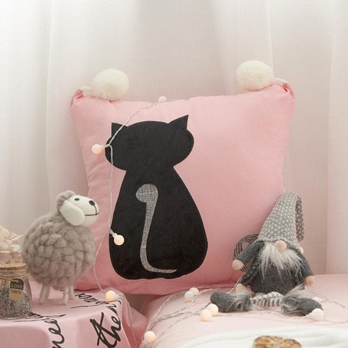 Luxury Bedding Set Flannel Cartoon Pink Cat Duvet Cover Set Queen Size Bed Linen Valentine Cute Bed Sheet Kids Bedding