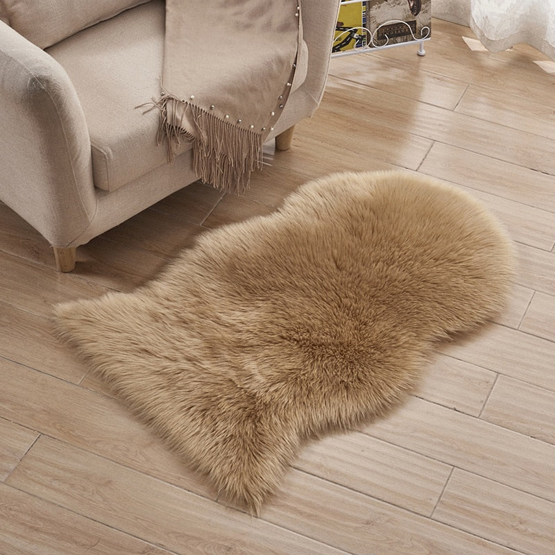 Fashion Fur Fake Mats Fluffy Sheep Skin Rug Soft Carpet Small Rugs Living Bedroom Window Bedside Home Decoration