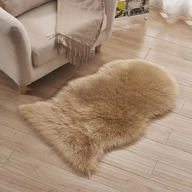 Fashion Fur Fake Mats Fluffy Sheep Skin Rug Soft Carpet Small Rugs Living Bedroom Window Bedside Home Decoration