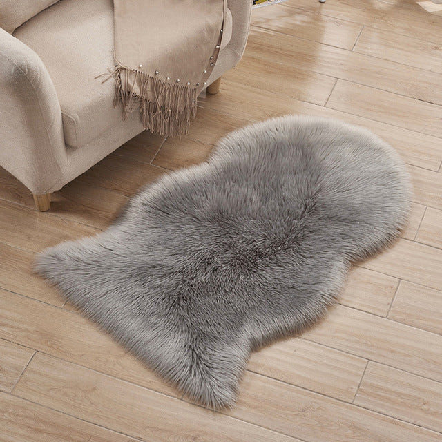 Fashion Fur Fake Mats Fluffy Sheep Skin Rug Soft Carpet Small Rugs Living Bedroom Window Bedside Home Decoration