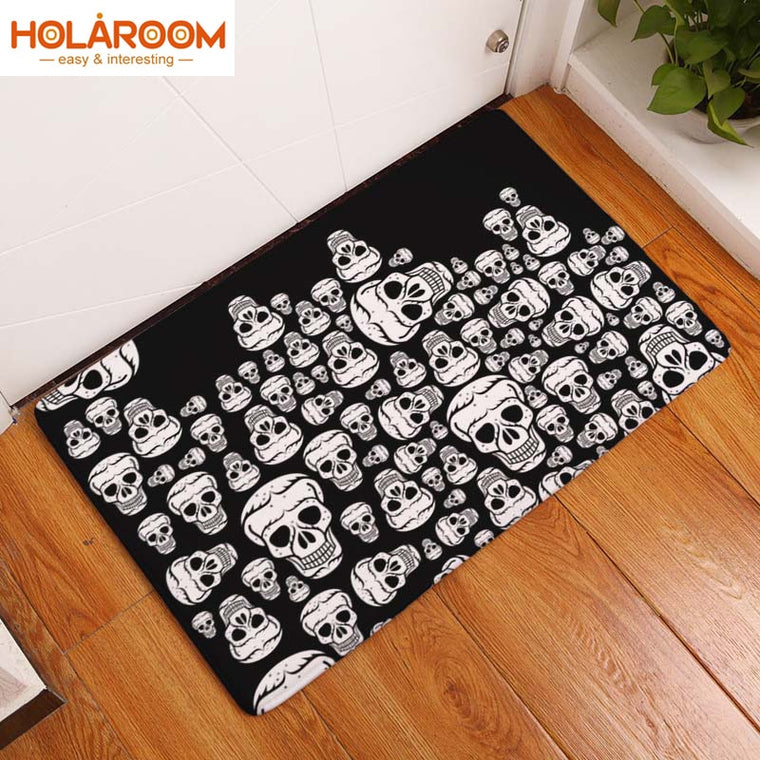 Nordic Flannel Kitchen Door Mat Halloween Skull Cartoon Carpet Bedroom Rug Pumpkin Decorative Stair Mats Home Decor Crafts Mat