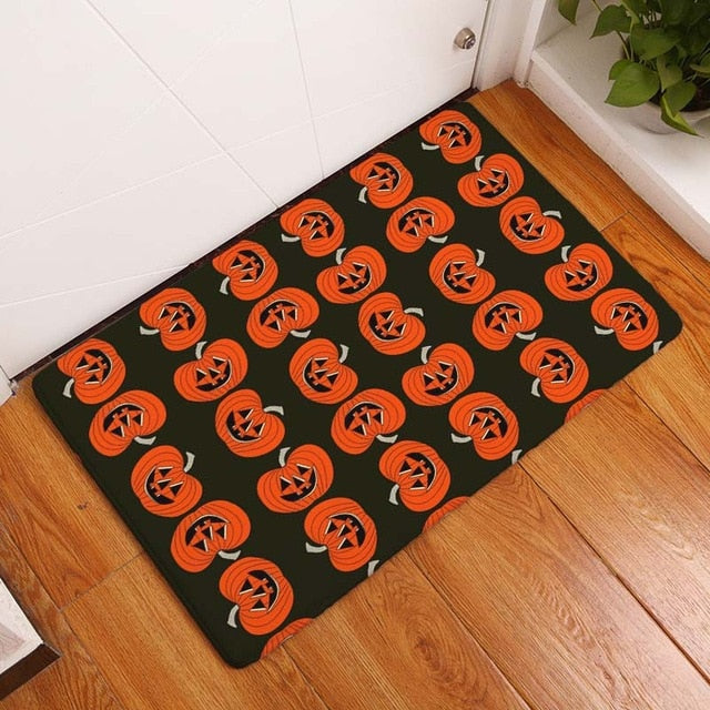 Nordic Flannel Kitchen Door Mat Halloween Skull Cartoon Carpet Bedroom Rug Pumpkin Decorative Stair Mats Home Decor Crafts Mat