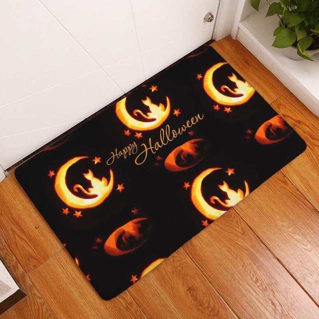 Nordic Flannel Kitchen Door Mat Halloween Skull Cartoon Carpet Bedroom Rug Pumpkin Decorative Stair Mats Home Decor Crafts Mat