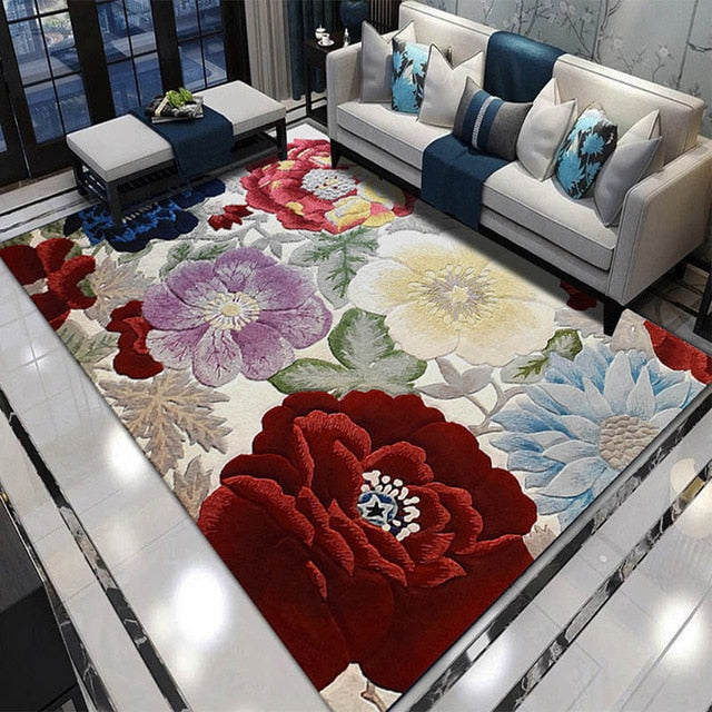 European Style High Quality Art Flower Art Carpet For Living Room Bedroom Anti-Slip Floor Mat Fashion Kitchen Carpet Area Rugs