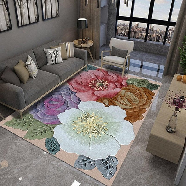 European Style High Quality Art Flower Art Carpet For Living Room Bedroom Anti-Slip Floor Mat Fashion Kitchen Carpet Area Rugs