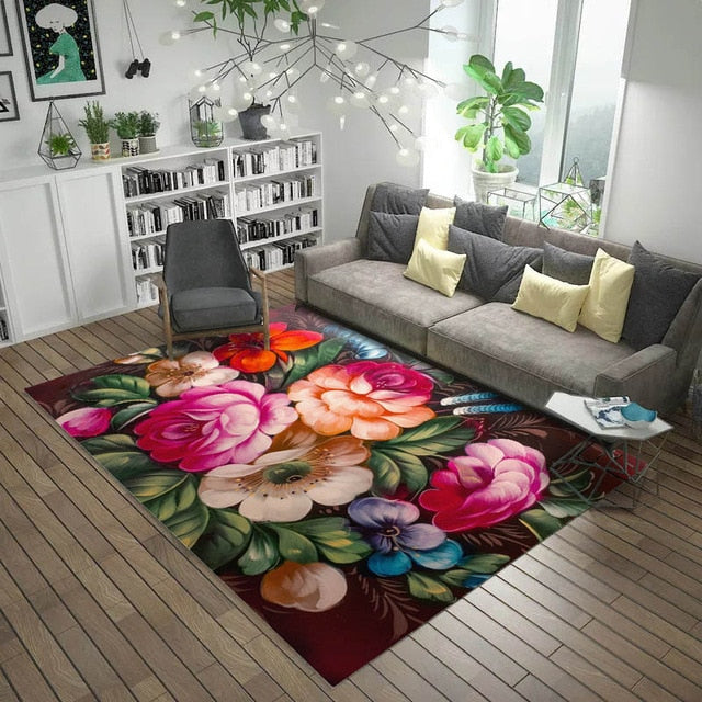 European Style High Quality Art Flower Art Carpet For Living Room Bedroom Anti-Slip Floor Mat Fashion Kitchen Carpet Area Rugs