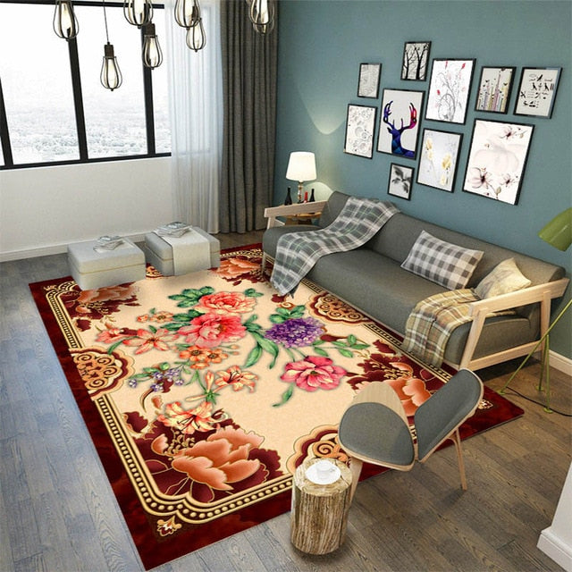 European Style High Quality Art Flower Art Carpet For Living Room Bedroom Anti-Slip Floor Mat Fashion Kitchen Carpet Area Rugs