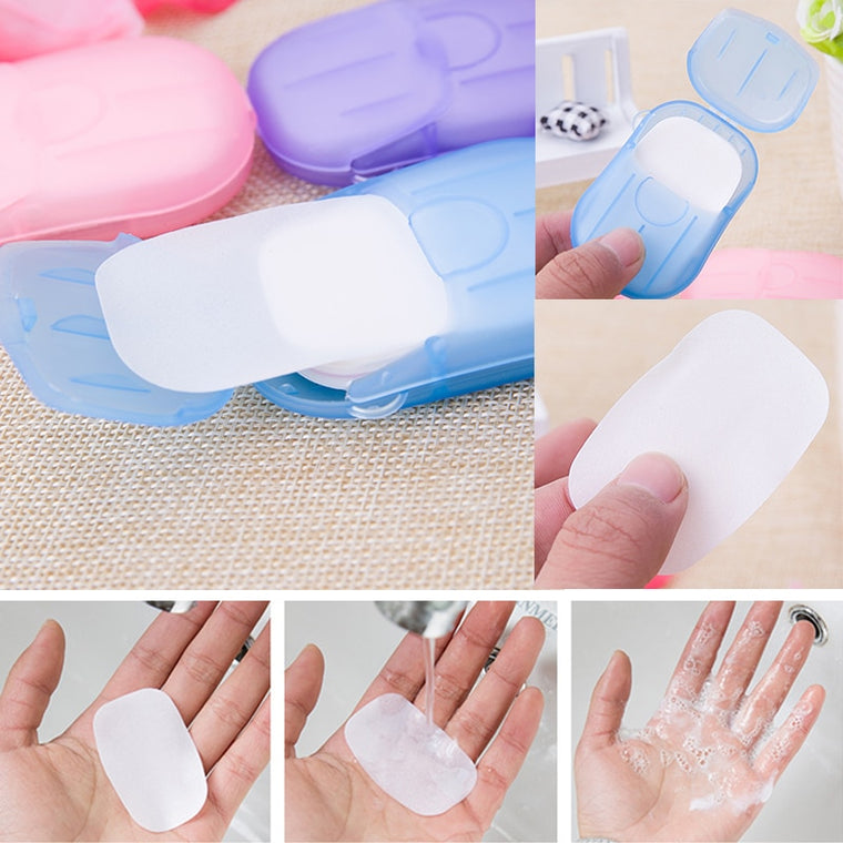 20pcs Disposable Boxed Soap Paper  Easy to carry travel soap and box bathroom accessories bathroom set L4B109