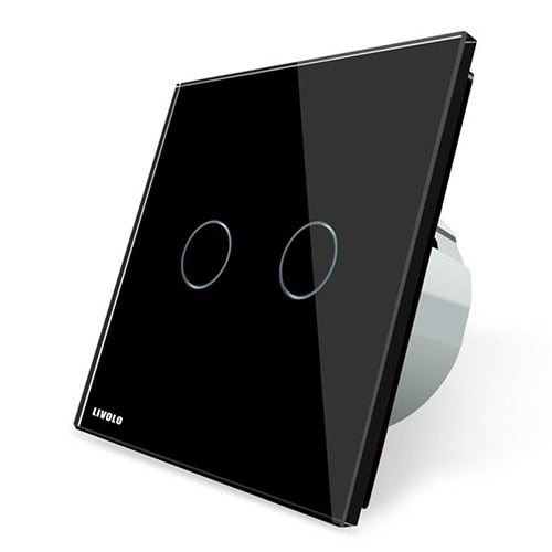 Livolo 2 Gang 1 Way Wall Light Touch Switch,Wall home switch,Crystal Glass Switch Panel, EU Standard,  220-250V,C702-1/2/3/5