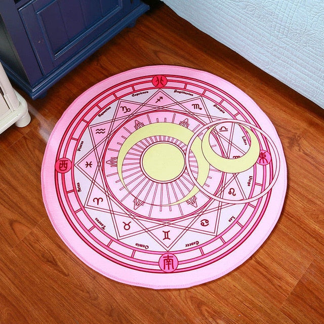 Magic Array Round Carpet Living Room Print Mats Children Cartoon Star Rug Mat Fashion Circular Carpet Home Decorate Use