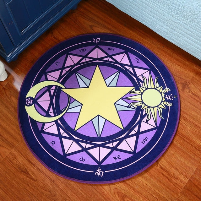 Magic Array Round Carpet Living Room Print Mats Children Cartoon Star Rug Mat Fashion Circular Carpet Home Decorate Use