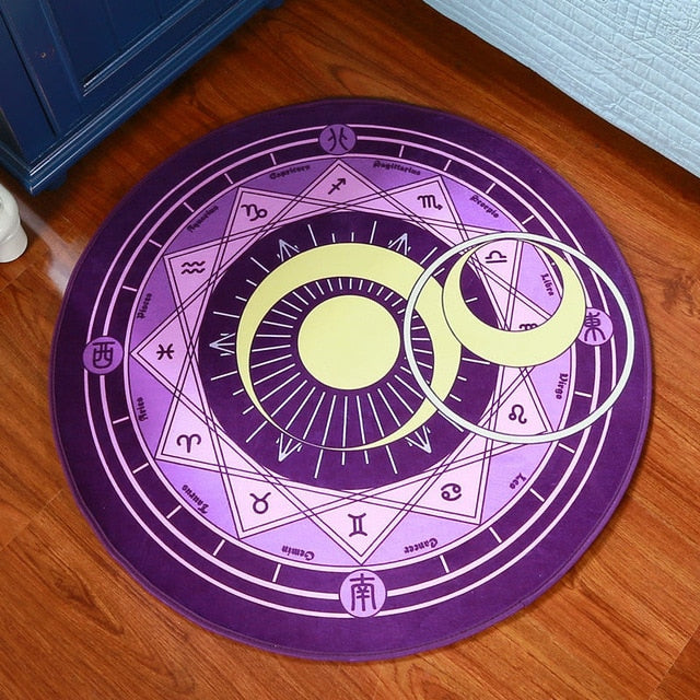 Magic Array Round Carpet Living Room Print Mats Children Cartoon Star Rug Mat Fashion Circular Carpet Home Decorate Use