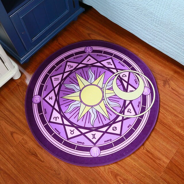 Magic Array Round Carpet Living Room Print Mats Children Cartoon Star Rug Mat Fashion Circular Carpet Home Decorate Use