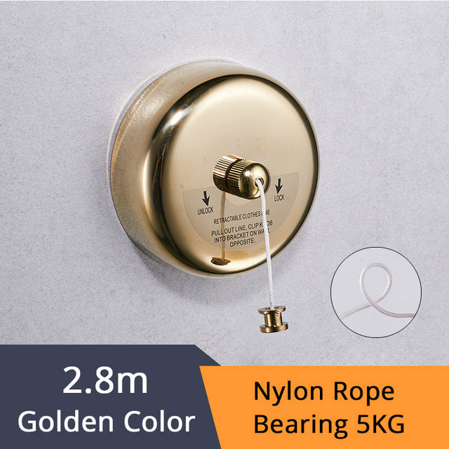 Bathroom Shelves Stainless Steel Chrome Clothesline Nice Quality Single Line Hotel style Clothes Drying Line For Bathroom 1256