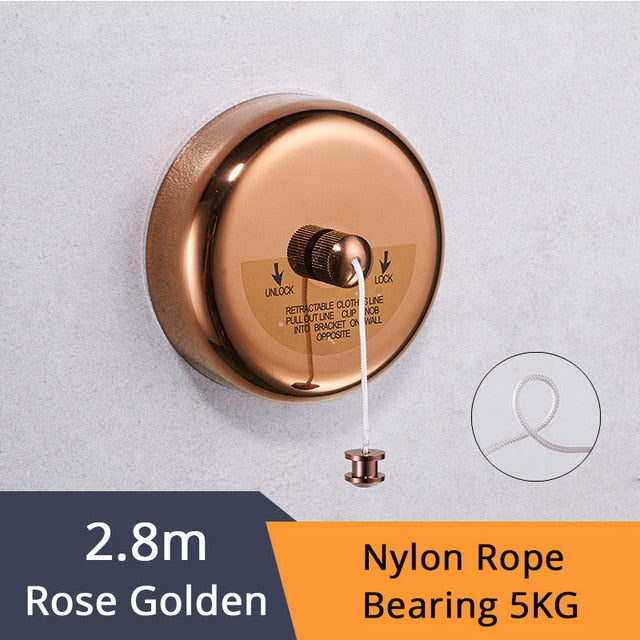 Bathroom Shelves Stainless Steel Chrome Clothesline Nice Quality Single Line Hotel style Clothes Drying Line For Bathroom 1256