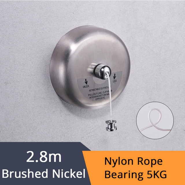 Bathroom Shelves Stainless Steel Chrome Clothesline Nice Quality Single Line Hotel style Clothes Drying Line For Bathroom 1256
