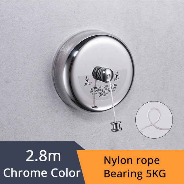 Bathroom Shelves Stainless Steel Chrome Clothesline Nice Quality Single Line Hotel style Clothes Drying Line For Bathroom 1256