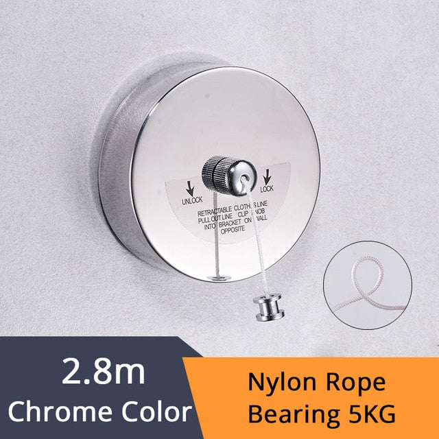 Bathroom Shelves Stainless Steel Chrome Clothesline Nice Quality Single Line Hotel style Clothes Drying Line For Bathroom 1256