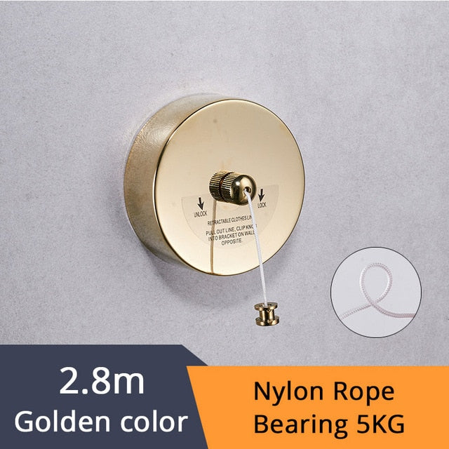 Bathroom Shelves Stainless Steel Chrome Clothesline Nice Quality Single Line Hotel style Clothes Drying Line For Bathroom 1256