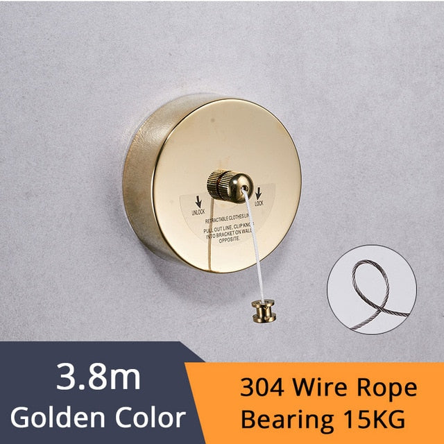Bathroom Shelves Stainless Steel Chrome Clothesline Nice Quality Single Line Hotel style Clothes Drying Line For Bathroom 1256