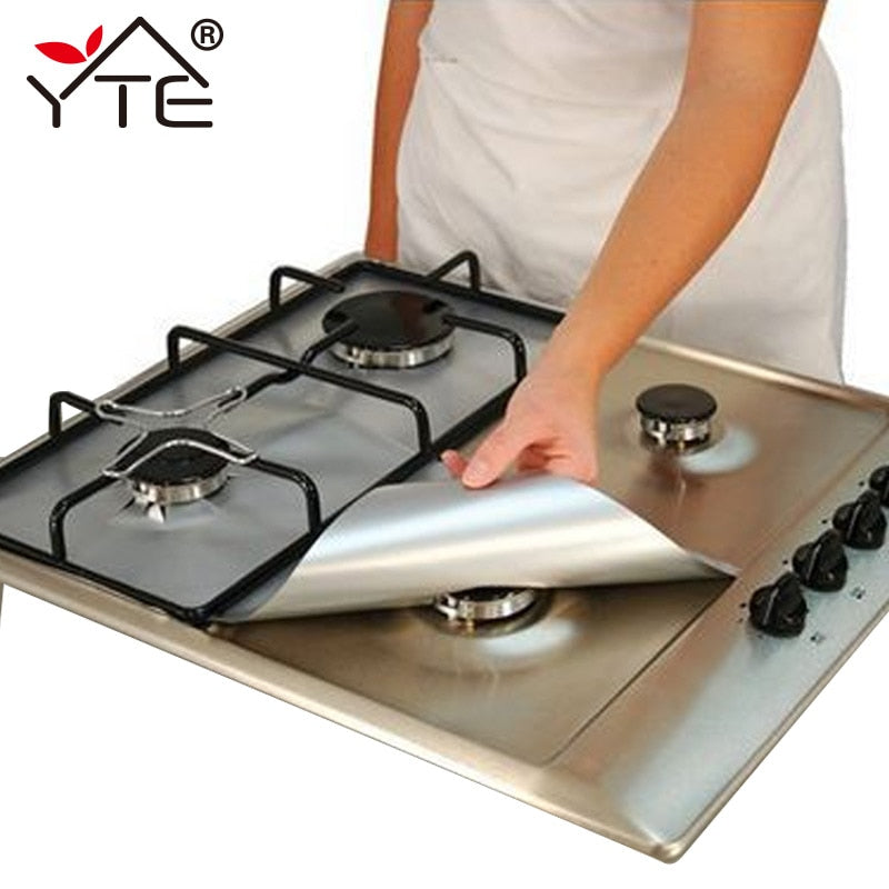 YTE 2pcs Gas Stove Protectors Reusable Gas Stove Burner Cover Liner Mat Fire Injuries Protection Trivets Kitchen Specialty Tools