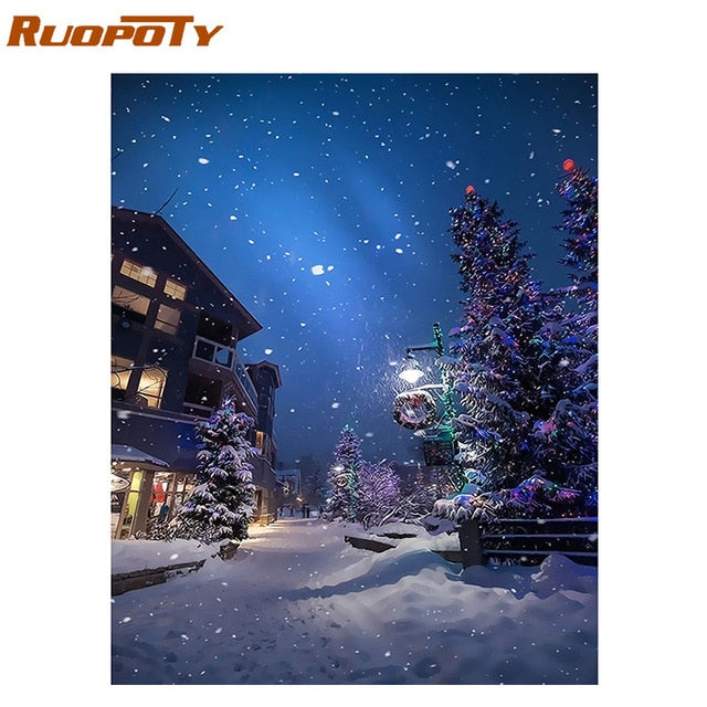 RUOPOTY Frame Forest Castle DIY Painting By Numbers Landscape Modern Wall Art Picture Paint By Numbers For Home Decors Artwork