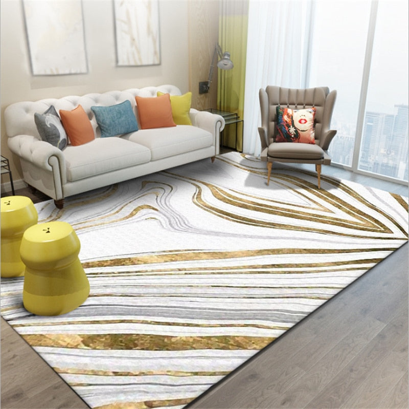 AOVOLL Fashion Nordic Style Gold Abstract Lines Stone Pattern Carpet Rugs And Carpets For Home Living Room Carpet Kids Room