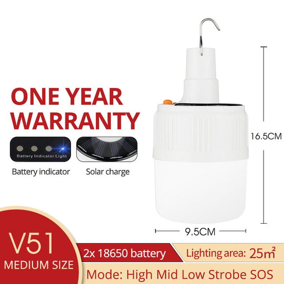 SHENYU Rechargeable LED Bulb Lamp Solar Charge Portable Emergency Night Market Light Outdoor Camping Home